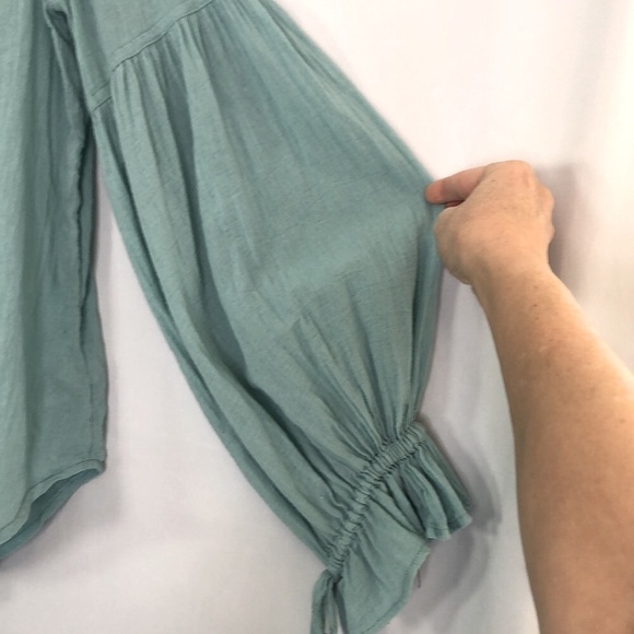 FP We The Free Balloon SleeveTeal Raw Hem Top Size S - Picture 8 of 12